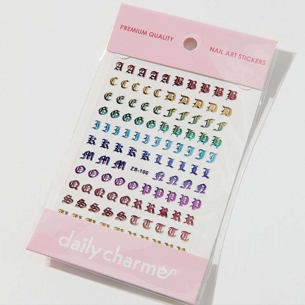 Daily charm alphabet premium quality a to z colorful nail art stickers